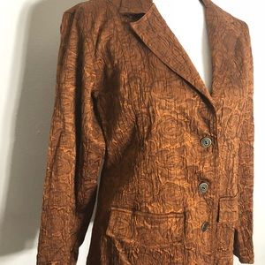 Chico’s Rose / Floral Pattern Bronze Blazer Size 1